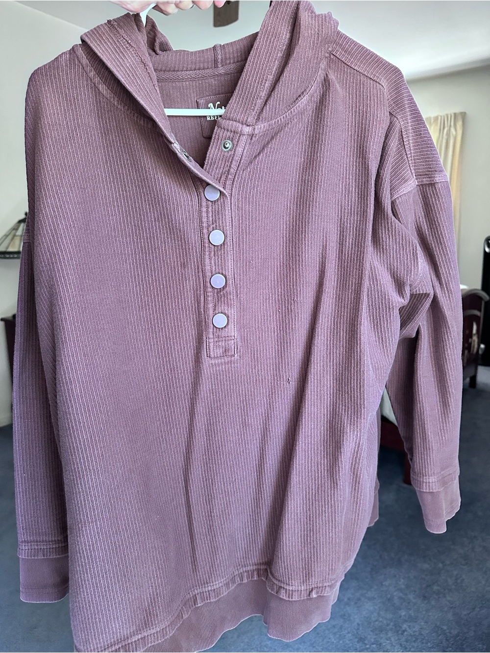 Natural Reflections Berry Colored Ribbed Hoodie